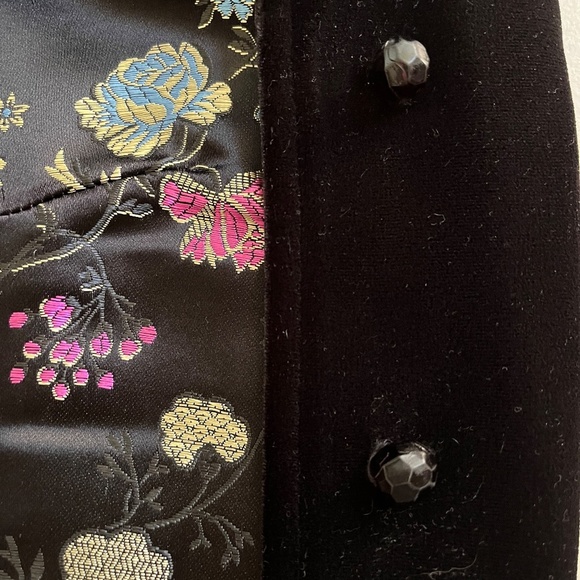 Saks Fifth Avenue Evening Blazer Jacket Women Small Black Velvet Floral Lining - Picture 5 of 8